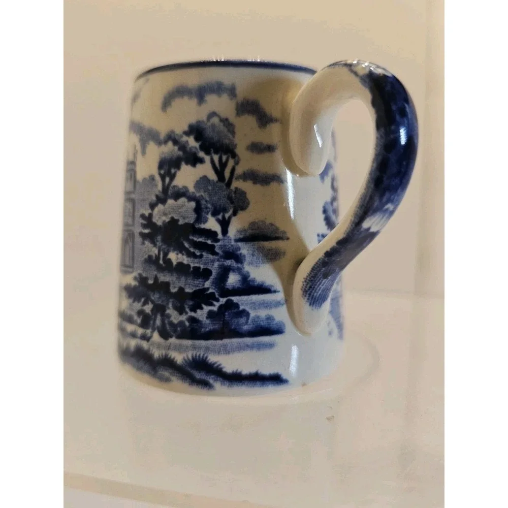 Woods Burslem England Seaforth Woods Ware Blue White Mini Washstand  Set Vintage